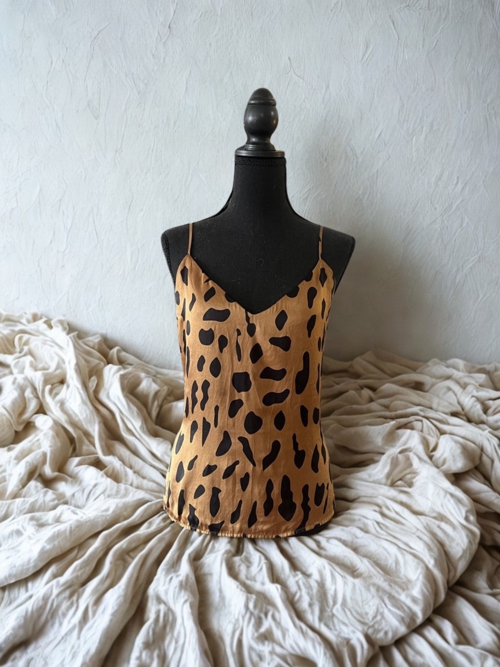 L’Agence Women’s Leopard Print Silk Cami Tank Top - Tan/Black